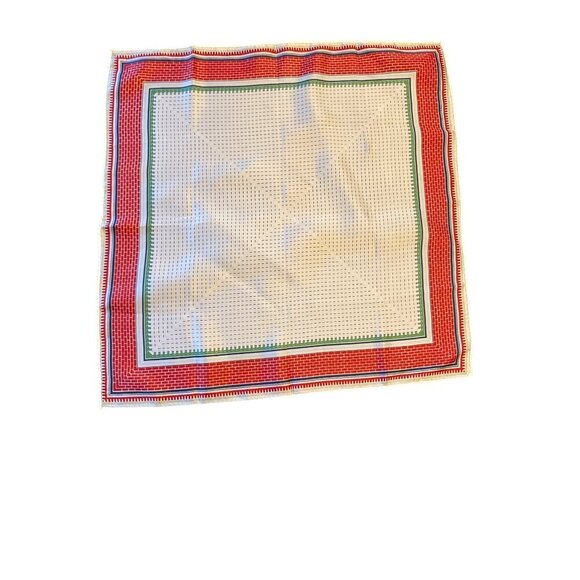 Vintage Acetate Square With Geometric Pattern In Red Green & Blue Trim - Picture 1 of 4